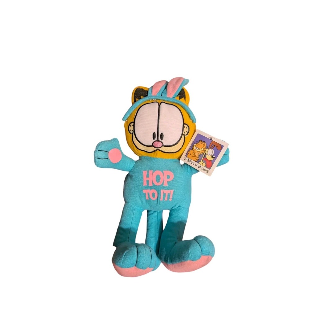 Easter Bunny RABBIT Garfield Cat Stuffed Animal Plush Hop To It 14" Blue